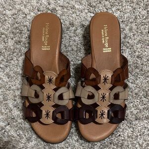 NWT Helene Rouge Multi Strap Leather Sandals 38